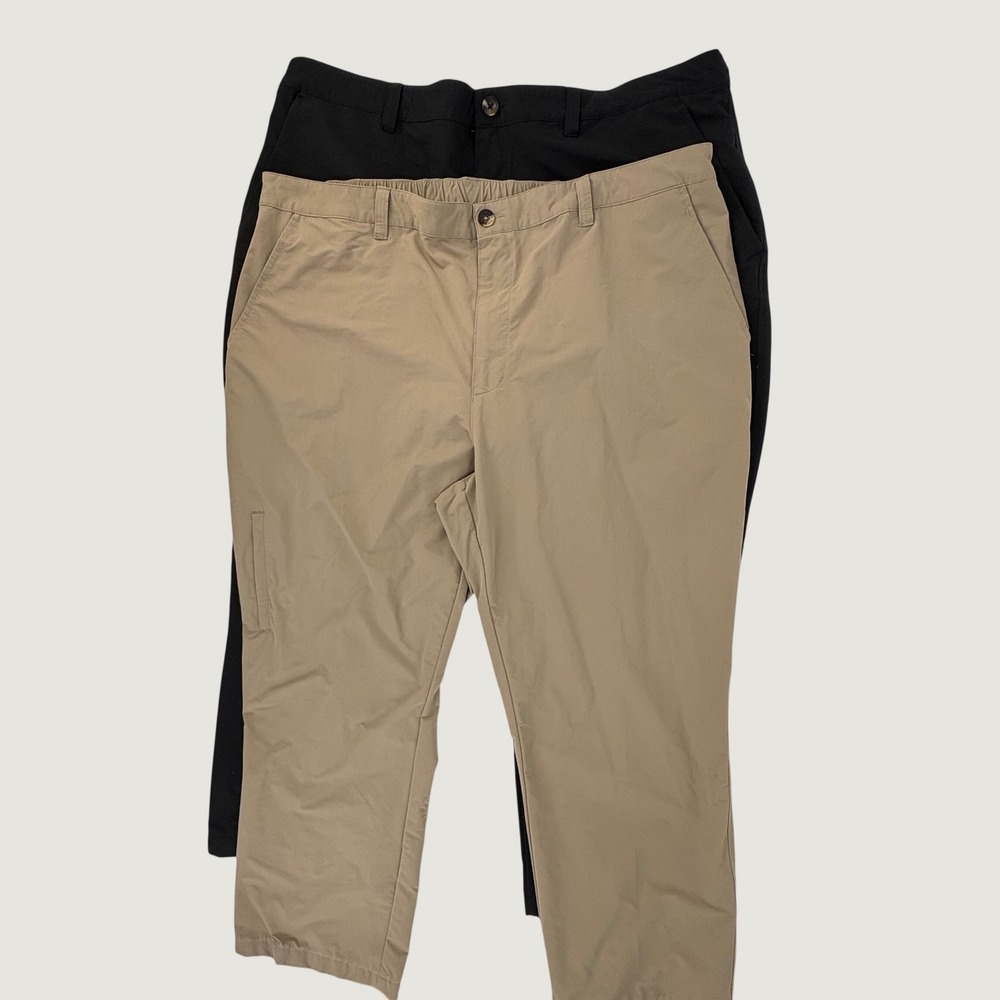 TravelSmith Performance Pants Mens 44x30 Black Khaki 2 Pack Stretch Nylon Travel